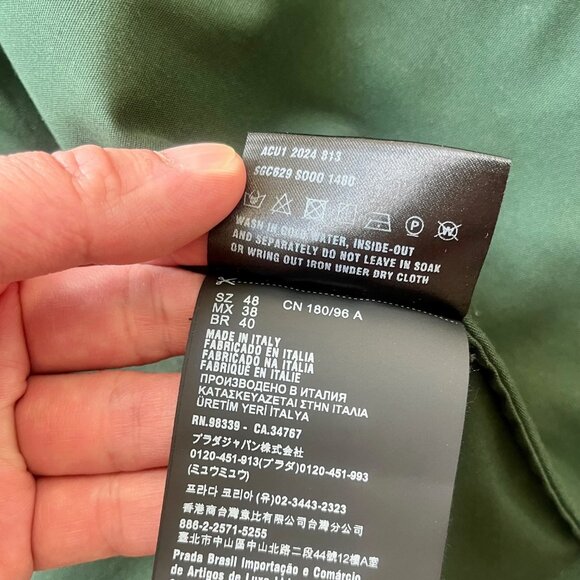 Prada Cotton Blend Blouson Jacket - Green, Size 48 - Picture 6 of 11